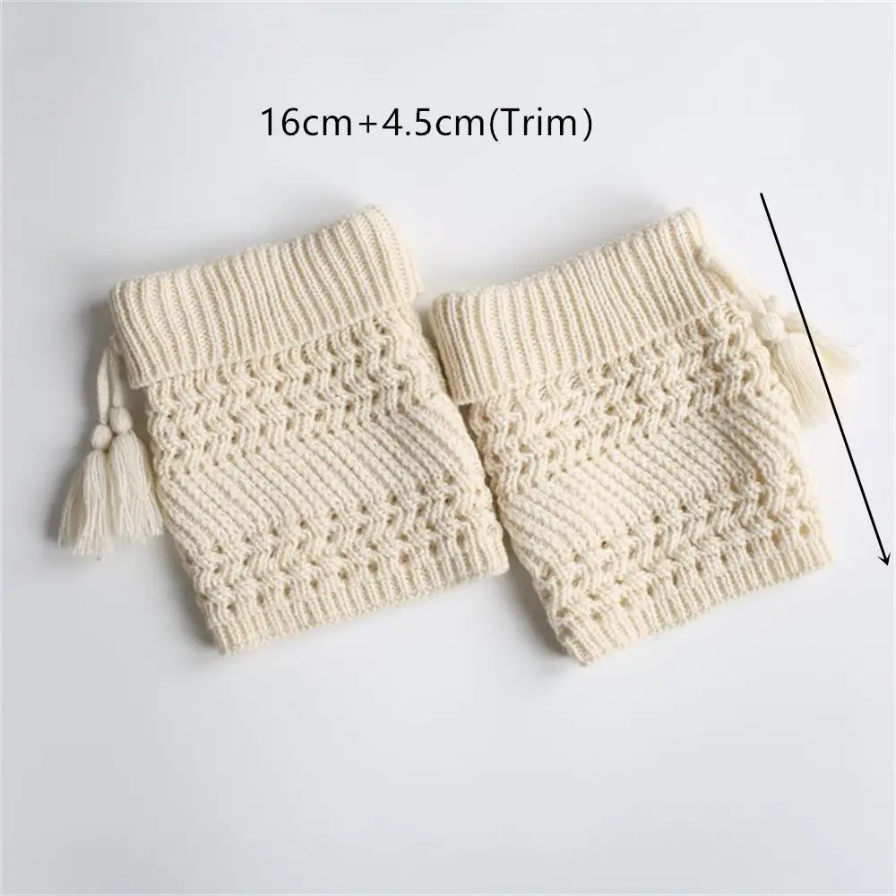 Elastic Winter Ankle Warmer Warm Short Tassel Knitted Socks Leg Warmers Boot Socks