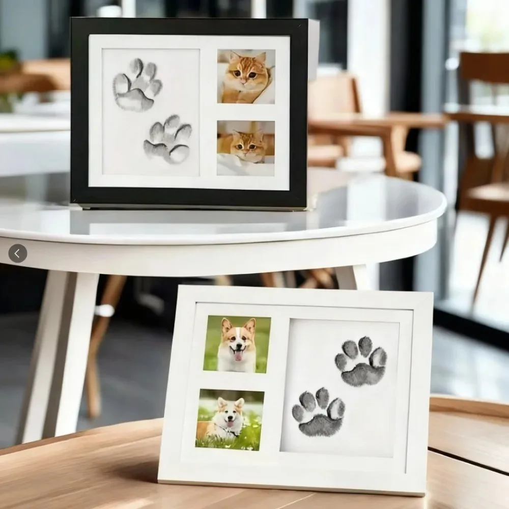 1 Set DIY Pet Paw Print Memorial Kit with Clay Mold and Photo Frame