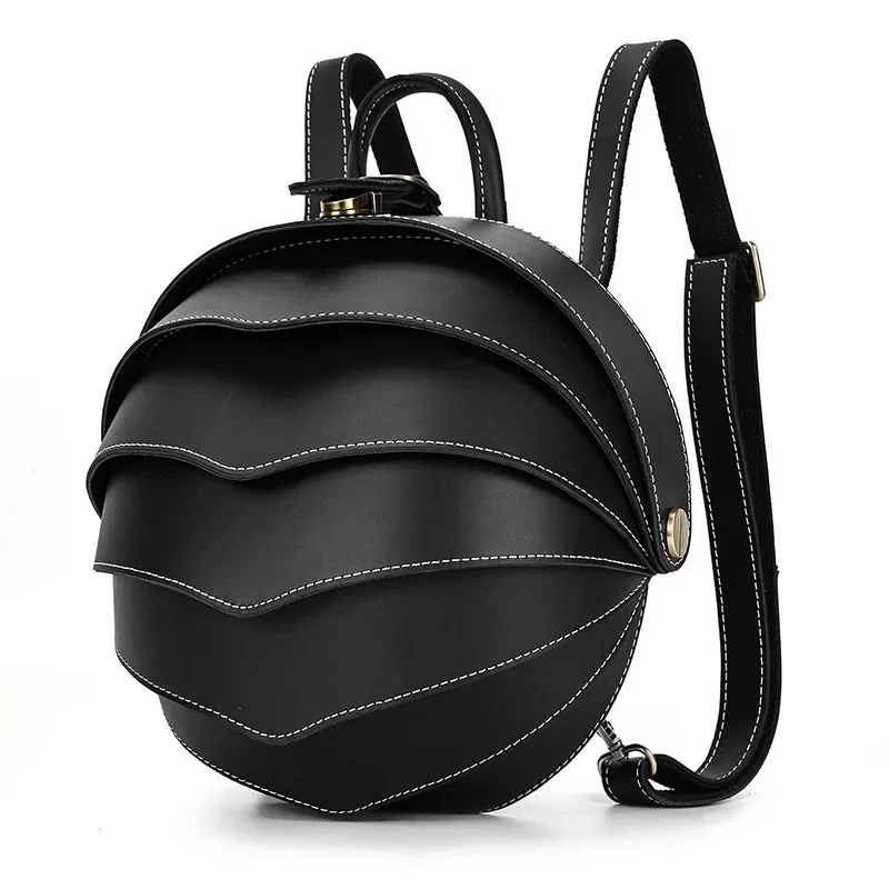 Creative Genuine Leather Beetle Backpack Unisex Round Shoulder Bag