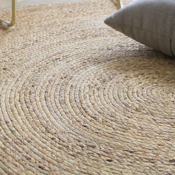 Japan Style Rattan Round Carpets For Living Room Bedroom Kitchen Decor Straw Plants Fiber Mat Rugs Hand Woven Anti-slip Mats 4