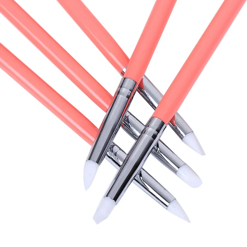 Manicure tools 5pcs Double-ended point drill silicone pen Dual Soft Pottery Clay Tool Two Head Craft Tool carving pens polymer clay tools,pottery tools,clay sculpting tools,pottery sculpting tools,clay craft tool