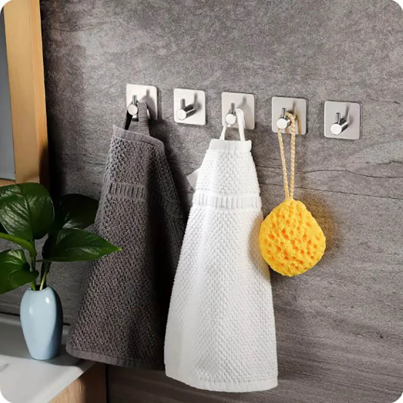 4Pcs Adhesive Heavy Duty Wall Hook Waterproof Stainless Steel, Mounting - Bathroom and Bedroom