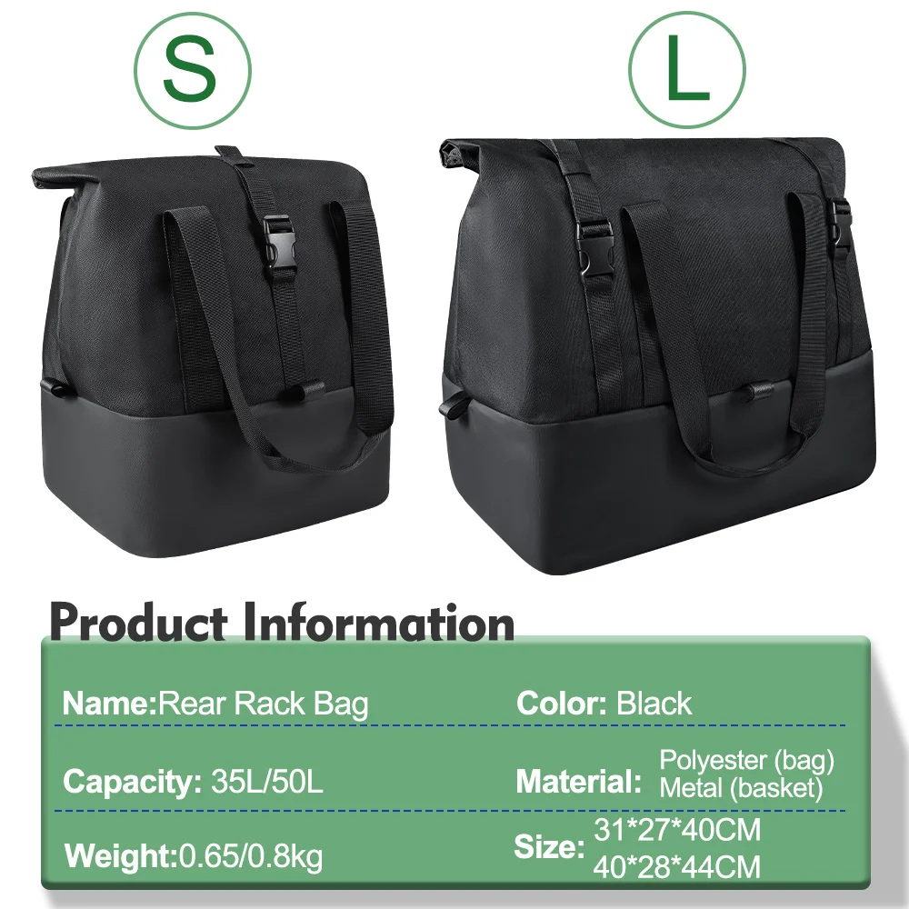 Rear Bike Basket Bicycle Cargo Rack Bag With Handle Large Capacity Fron E-Bike Basket Bike Baskets for Outdoor Travel Shopping
