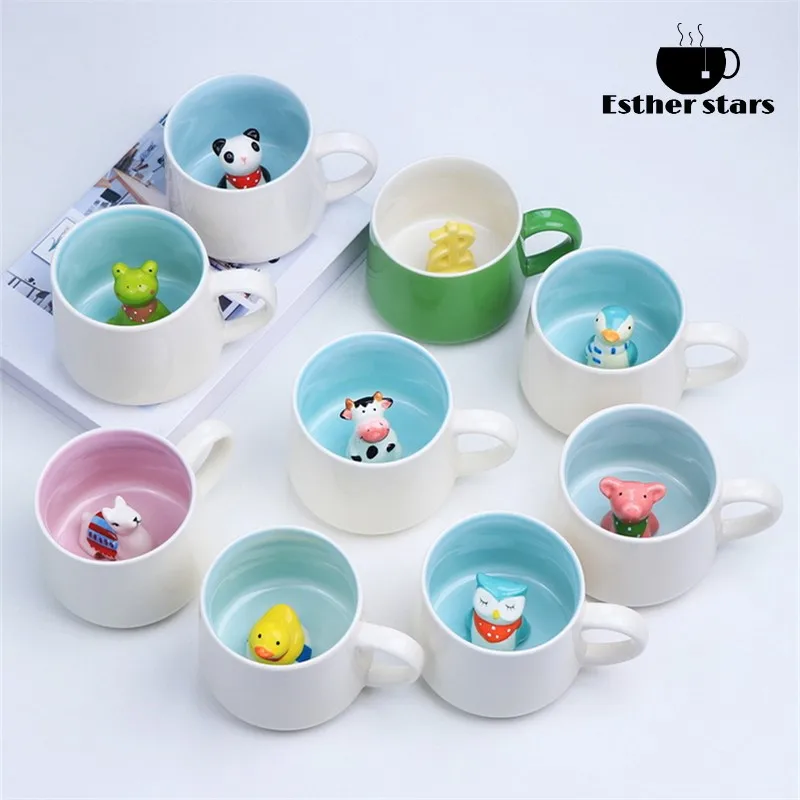 

3D Animal Ceramic Mugs 380ml Coffee Cups Household Breakfast Milk Cup Mug For Tea Handle Drinkware For Creative Birthday Gifts