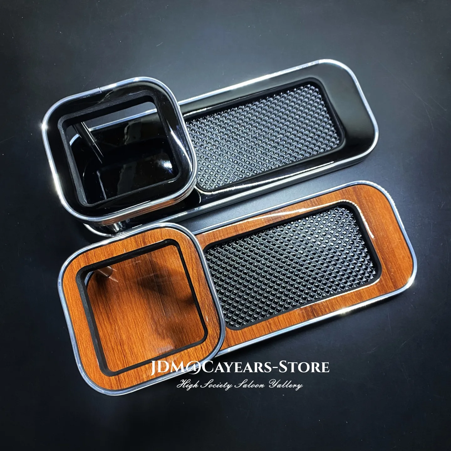 JDM 크롬 우드 그레인 럭셔리 음료 컵 홀더 대형 VIP 테이블 차량 운전석 도어 바 카운터 계기판 데스크 스즈키 와곤R용