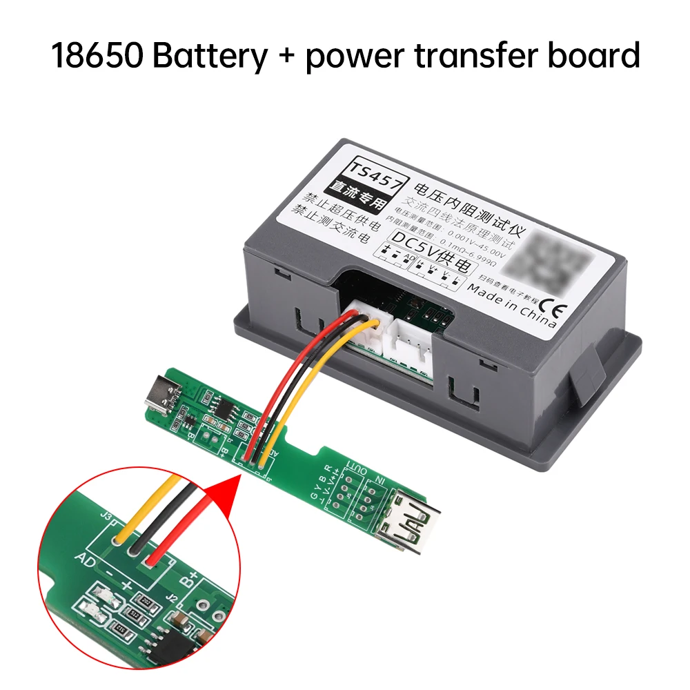 DC 5V TS457 Voltage Resistance Tester Lithium Battery Internal Resistance Meter Voltmeter AC 4-wire Method Electrician Tool