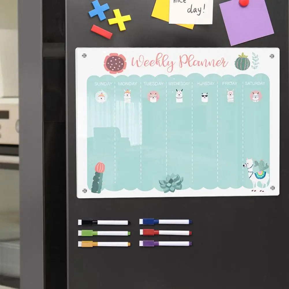 

Organizational Tool Organizational Magnetic Stickers Transparent Acrylic Weekly Planner Message Board for Smooth Writing