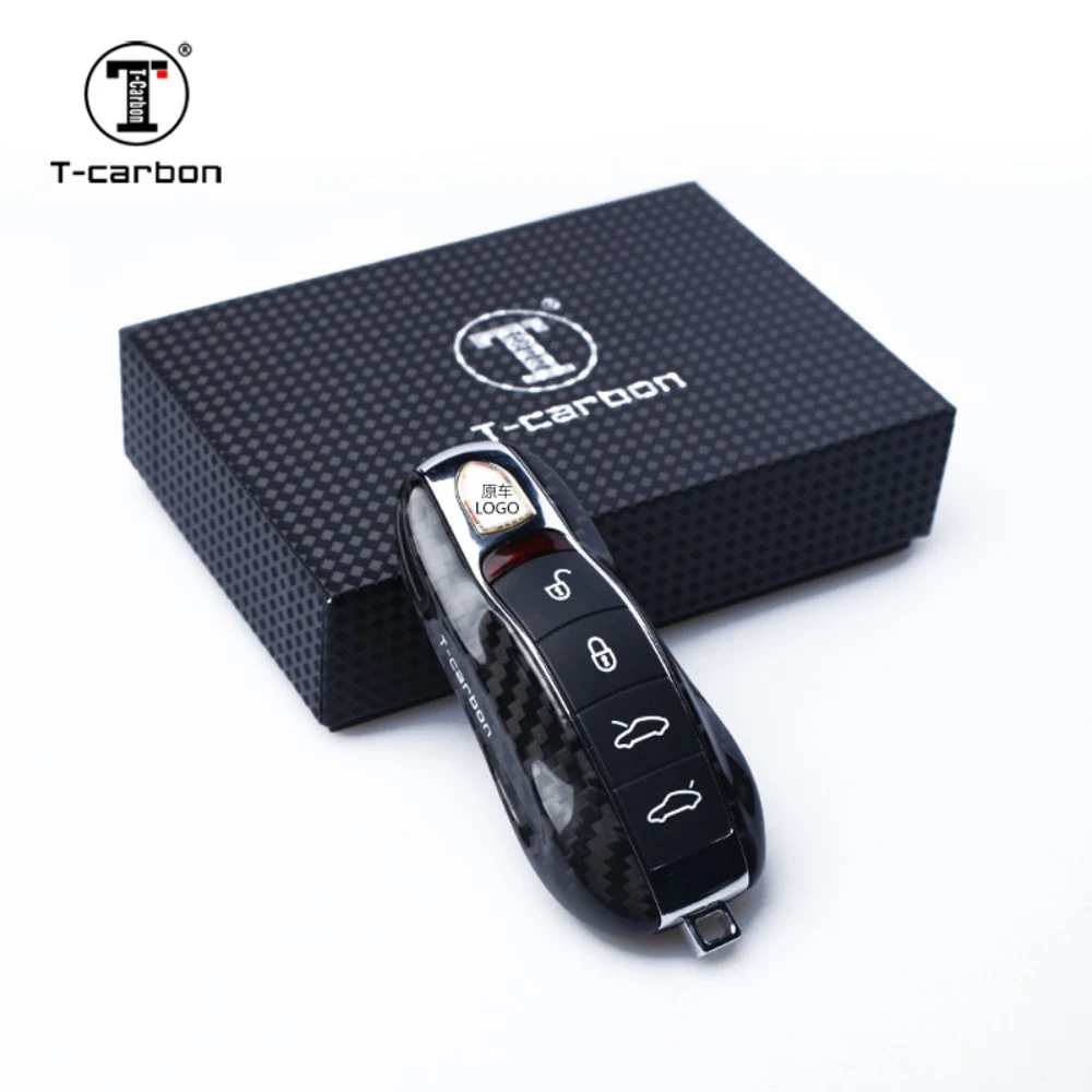 Tcarbon Carbon Fiber Key Shell key covers for Porsche New Cayenne