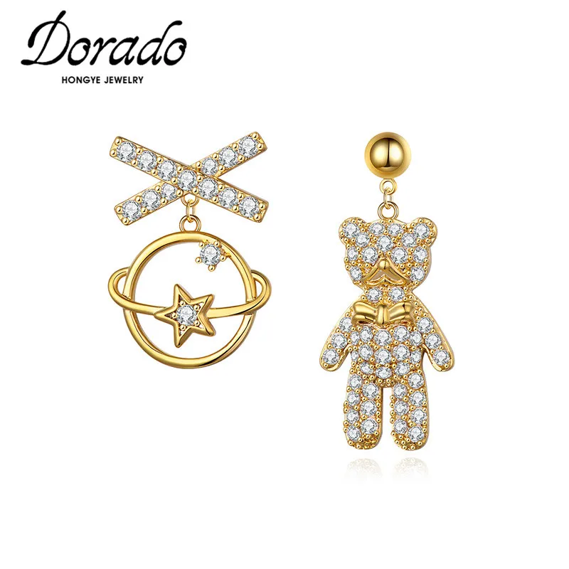 

Dorado 2023 Korean Fashion New Girl Earring Asymmetrical Planet Bear Drop Earrings for Women Party Simple Zircon Jewelry Brincos