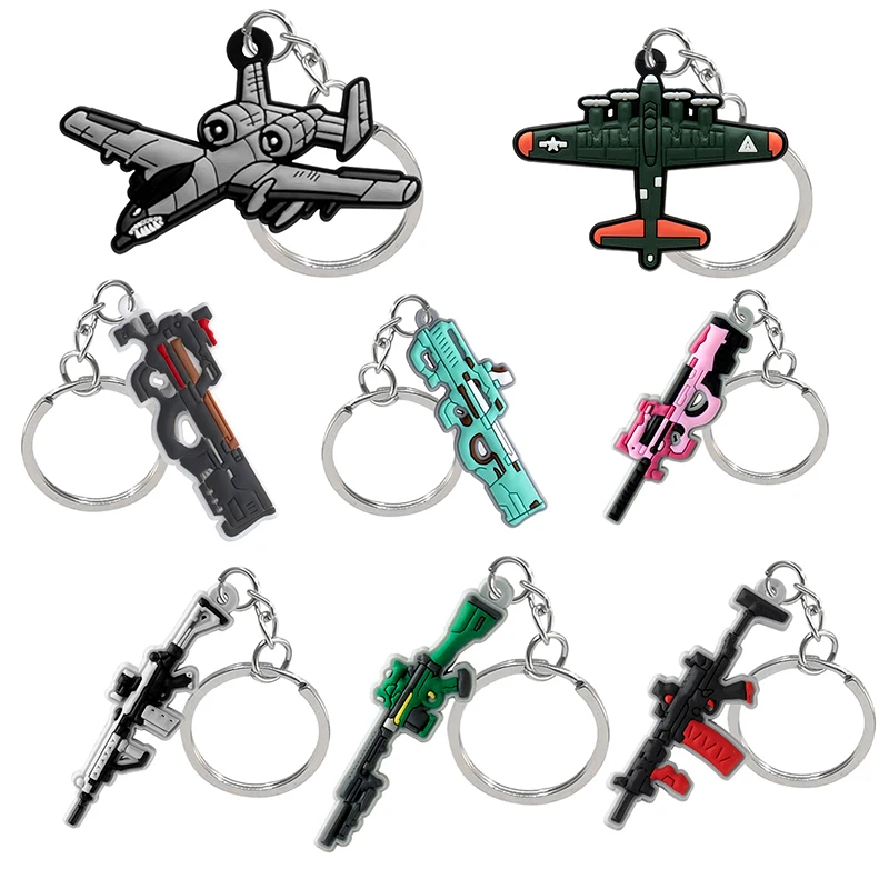 

50PCS Car Key Chain Accessories Gun Plane Model Keyring Kids Favor Birthday Gift Schoolbag Pendant Custom Keychain Wholesale Toy