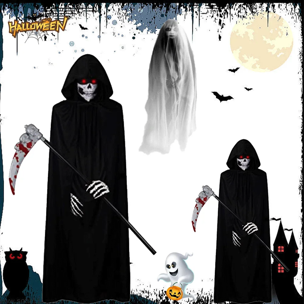 Disfraz-de-Halloween-terror-fico-para-ni-os-y-adultos-capa-con-capucha ...