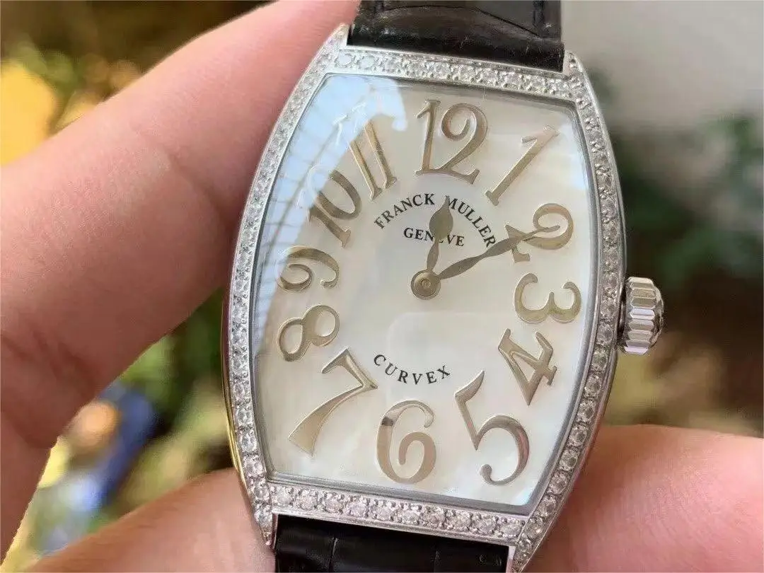 FRANCK MULLER Tonneau Luxury Women\'s Quartz Wristwatch Arch Sapphire Mirror Luxury Crocodile Leather Watch Strap Watch Female
