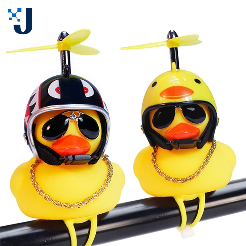 

Rubber Yellow Duck Bike Bell Kids Cute Bike Horn Bicycle Horns with Lovely Propeller Helmet Bicycle Accessories Squeeze Duck