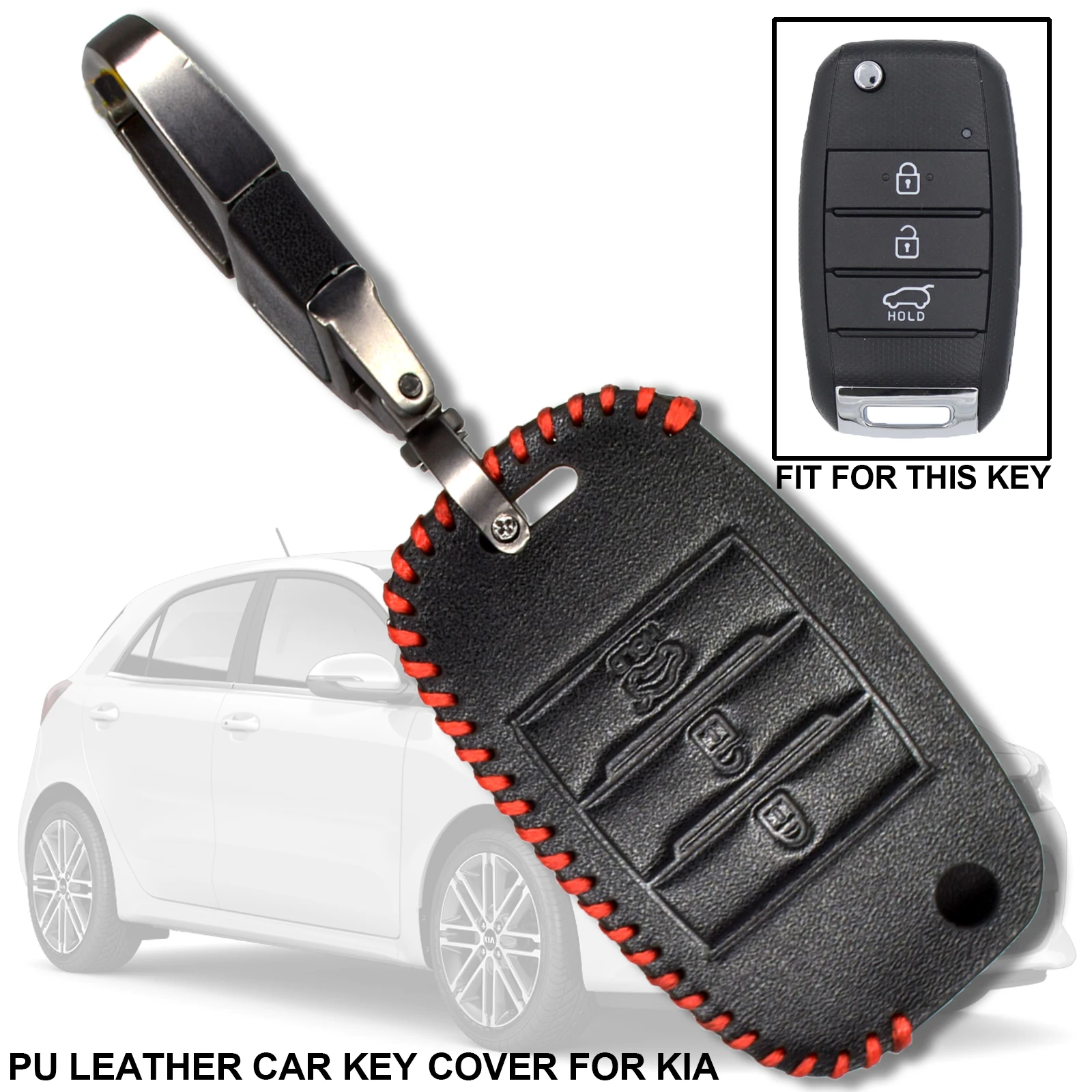 Car Key Cover For Kia Sedona Optima Ceed Soul Rondo Carens Black PU