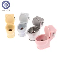 Dollhouse Furniture Miniature Toilet With Shit Stool Bathroom Toilet Model Dolls Doll House Accessories Kids Pretend Play Toy 1