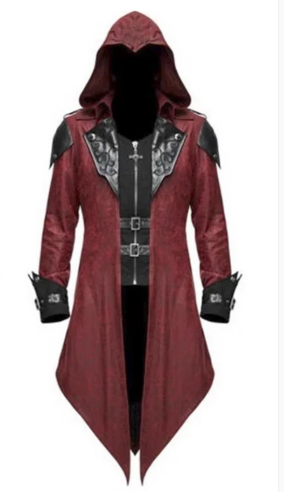 

Halloween retro patchwork jacket men's Gothic dark assassin cosplay court dress