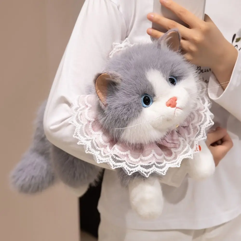 Süße weiche Simulation Katze Plüschtiere flauschige stimmhafte simulierte Kätzchen Modell realistische Katze Puppe Home Decor – Detail 6