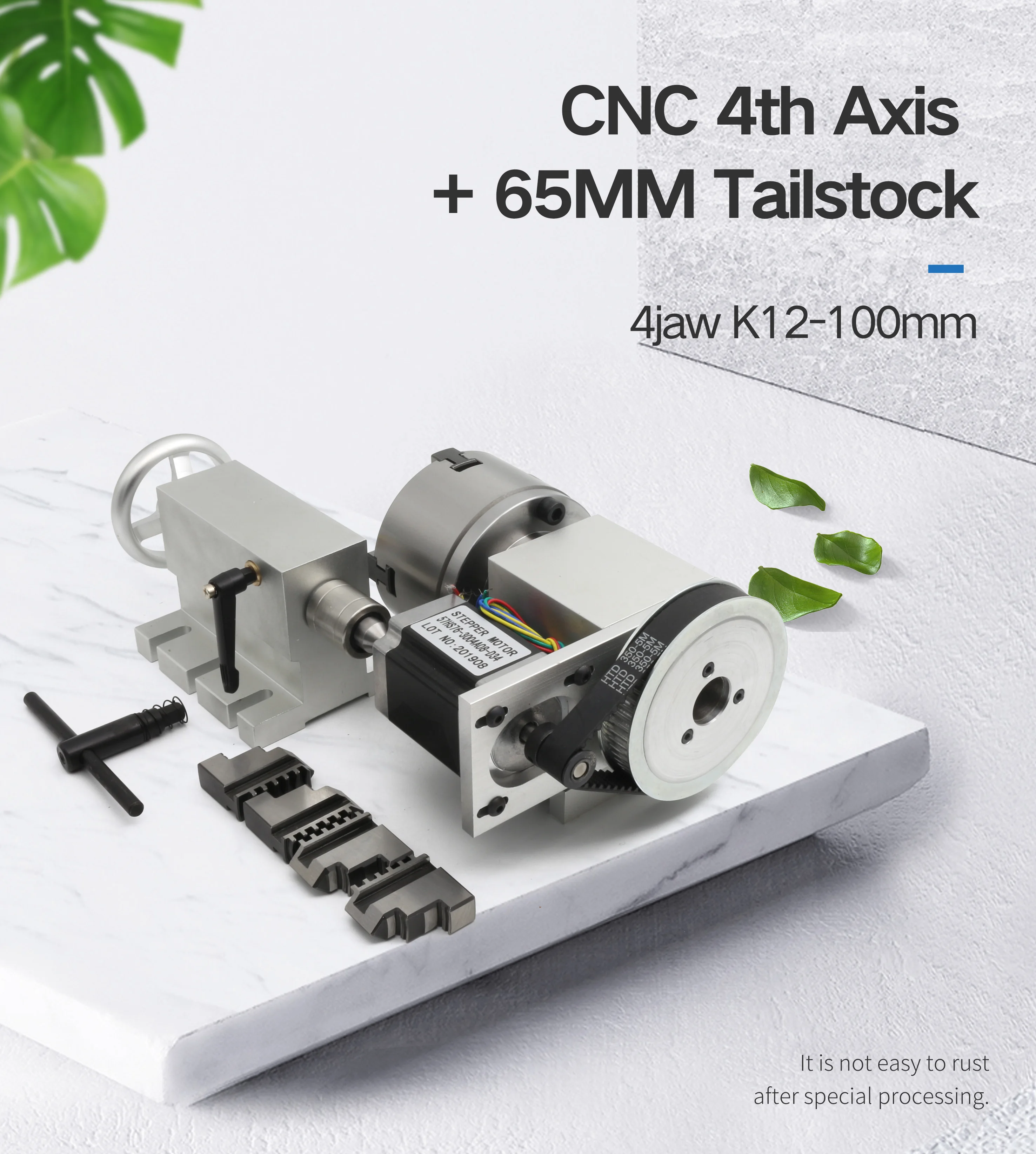 [EU/BR Stock] K11-100mm/K12-100mm 3/4 jaw Chuck 4th Rotary Axis+65mm Tailstock CNC Dividing Head F/ CNC Router Engraving Machine