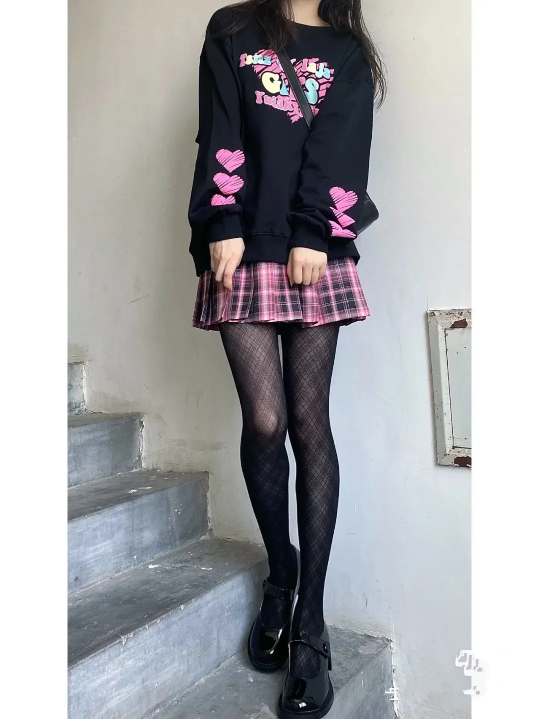 Description Picture 3 of itemJK Lolita Girls Tights Pantyhose Women Ultra-thin Nylon Thigh High Stockings Pantyhose Y2k Japan Style Black Plaid Tights Women