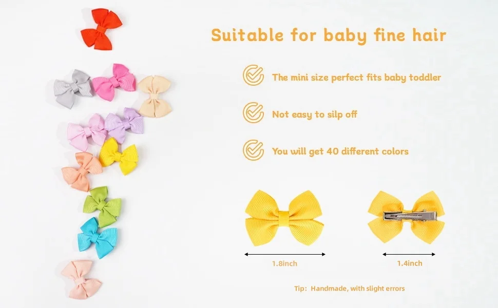 20/30/40 Stück Baby-Haarspangen 2 Zoll Haarschleifen Alligator-Clips für Säuglinge und Babymädchen für den Täglichen Gebrauch Haaraccessoires – Detail 7