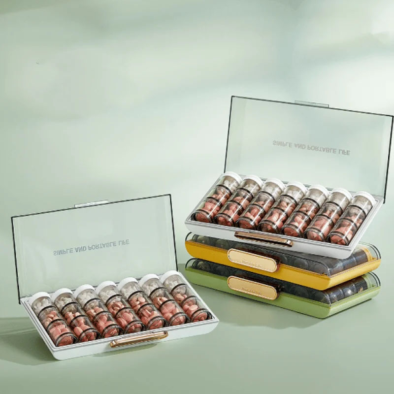 Portable Small Medicine Box Pill Box Portable One Week Large-capacity Pill Carry-on Medicine Box Sub-packing Box Medicine Dispen 4