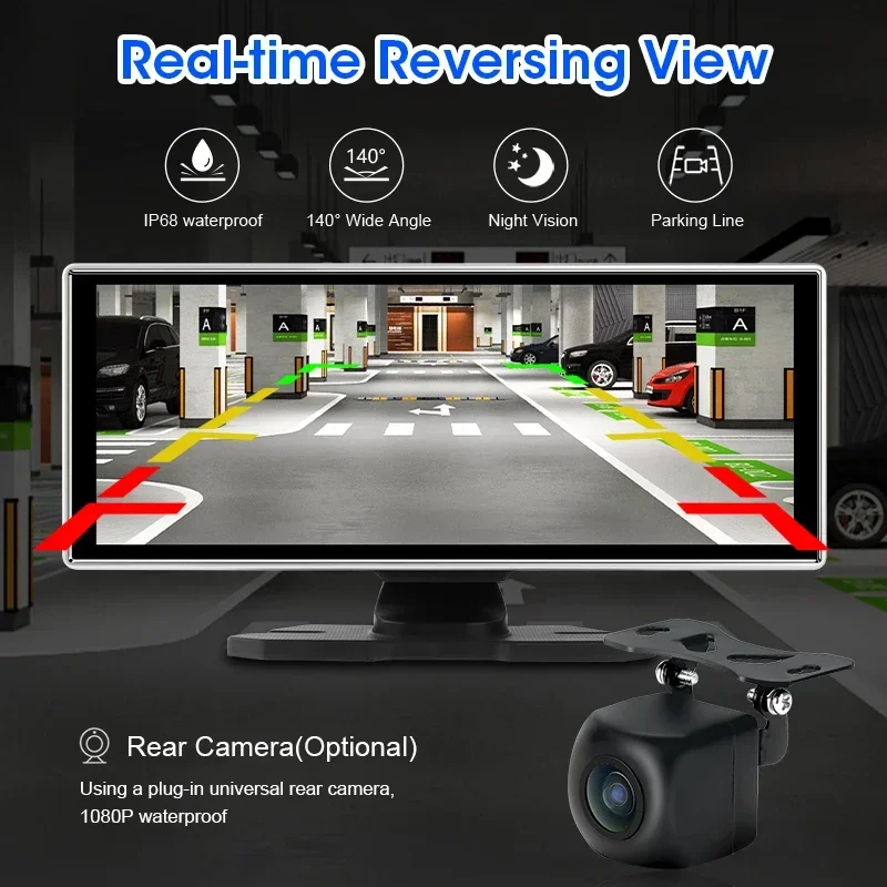 11.26 インチ 4K ダッシュカム車 DVR CarPlay Android 自動車ビデオ