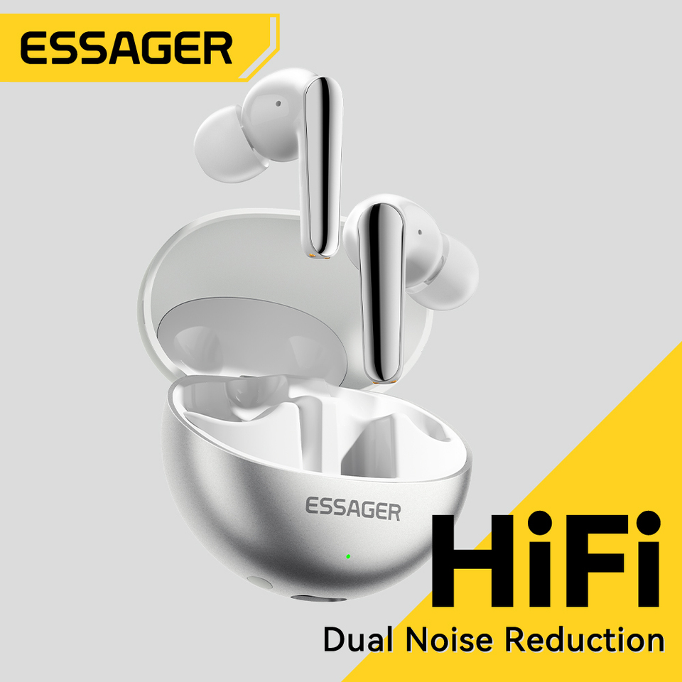 Essager Wireless Bluetooth5.3 Headset Dual Noise Cancellation Touch Control Earbuds With Microphone HiFI Stereo Sound Headphones