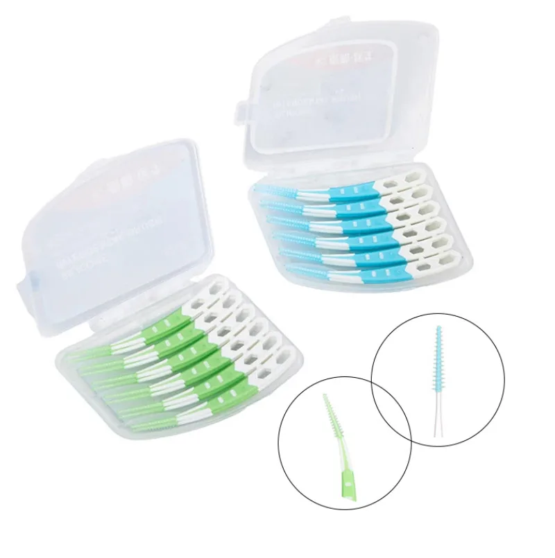 12개입 치과용 실리콘 치간 칫솔 일회용 치아 사이 청소용 구부러진 구강 관리 재료 도구