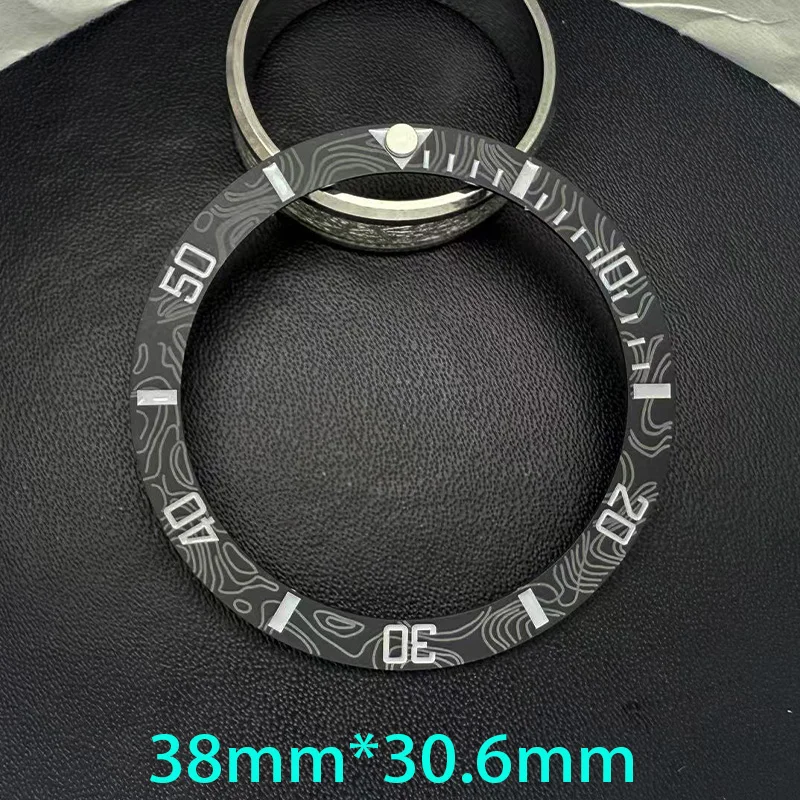 Imitation Carbon Fiber Curved Ceramics Bezel Insert