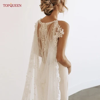 TOPQUEEN G59 웨딩 Shawls 진주와 웨딩 드레스에 대 한 레이스 자 켓 여성 케이프 베일 웨딩 재킷 웨딩 드레스에 대 한 포장