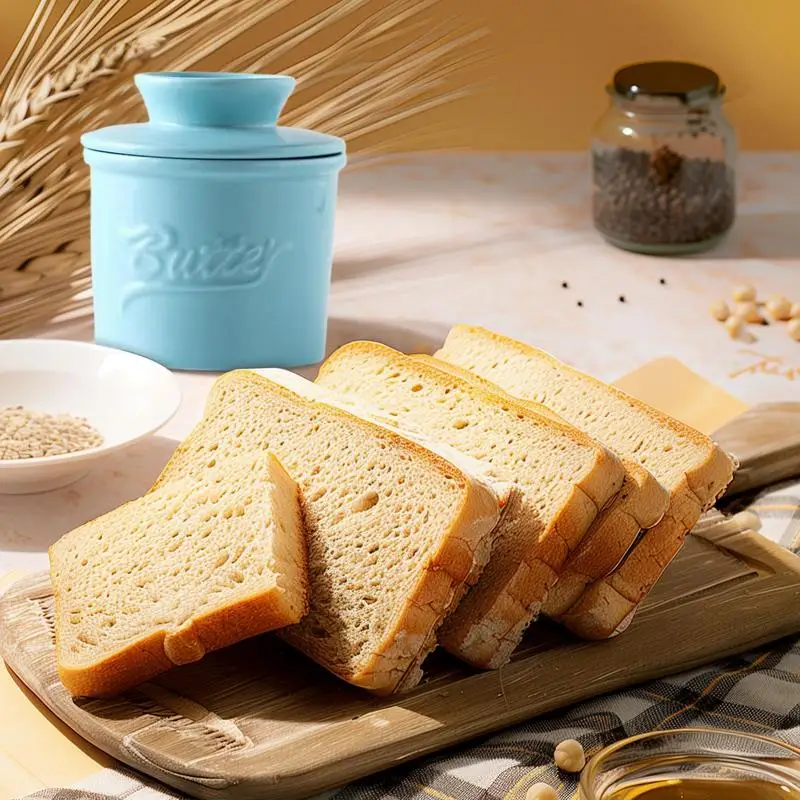 butter jar with lid Ceramic Butter Dish Handmade Big Capacity Butter Keeper Household use Cylindrical cheese butter Sealed can