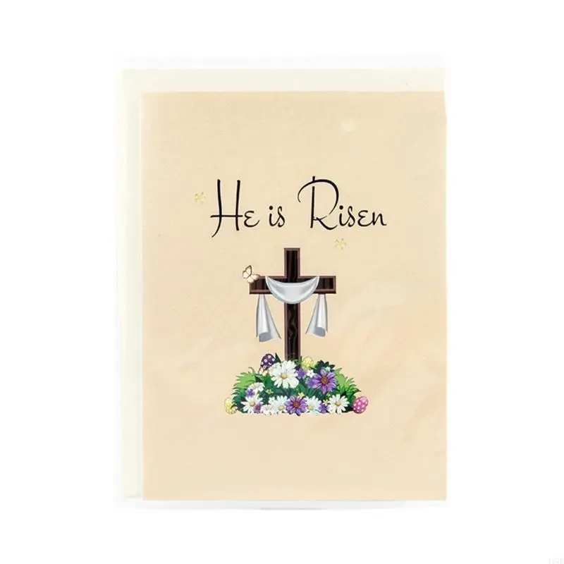 4X7B 3D Resurrection Festival Card with Envelope Greeting Card 6x8 Spring Holiday Greeting for Men Women Family Friend