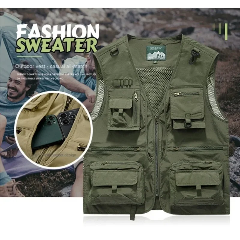 Waterproof Camping Vest Fishing Clothing Men's Coats Hunting Windbreaker Motorcyclist Vests Professional Padded Luxury Work Man