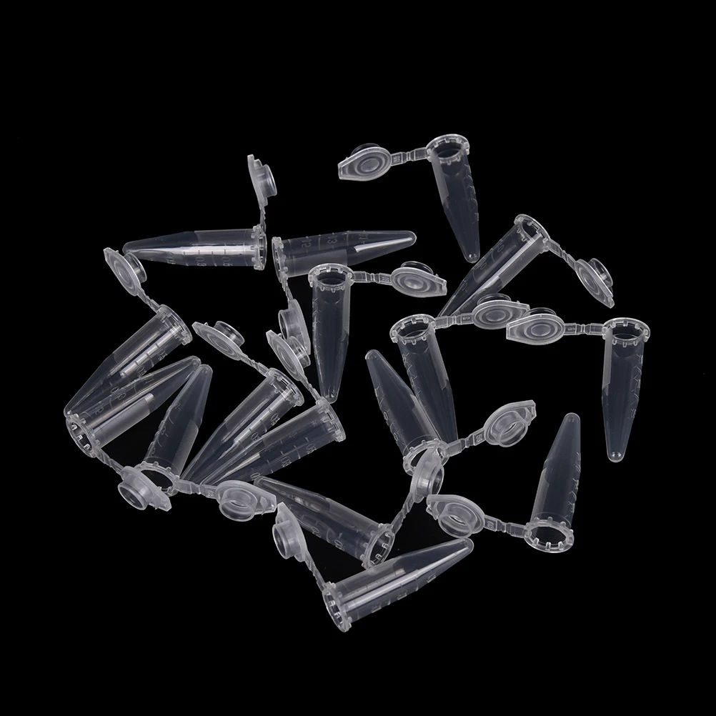 100 PCS Clear Micro Plastic Test Tube Centrifuge Vial Snap Cap Container for Laboratory Sample Specimen School Stationery 0.5 ML