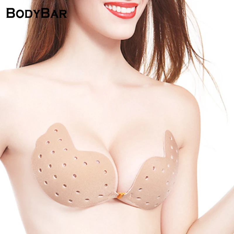 

Ladies Invisible Breathable Bras Sexy Strapless Non-marking Chest Sticker Gathered Non-slip Silicone Breast Push Up Lift Nipples