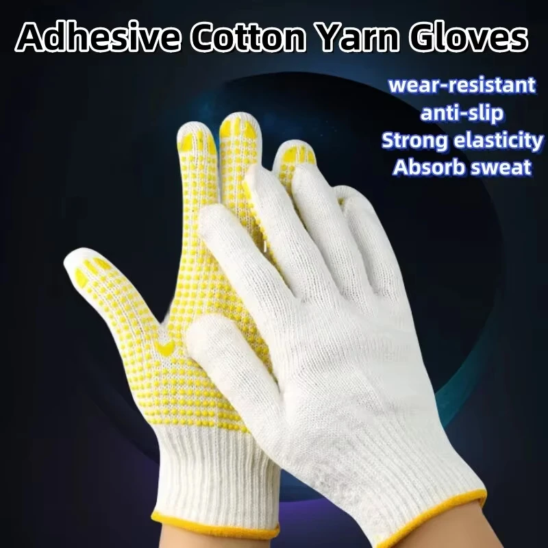 15/30 pairs Work Gloves with Anti Slip Grip PVC Dots Safety Cotton Protection ,for Painter, Mechanic Industrial Construction mit