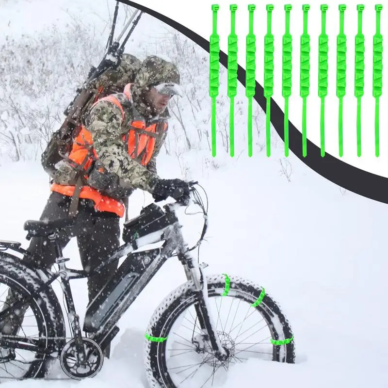 Motorcycle Snow Tires Anti-skid Chain 10pc Non-Slip Cable Ties Winter Tire Straps Security Chains Emergency Tire Snowfield Chain
