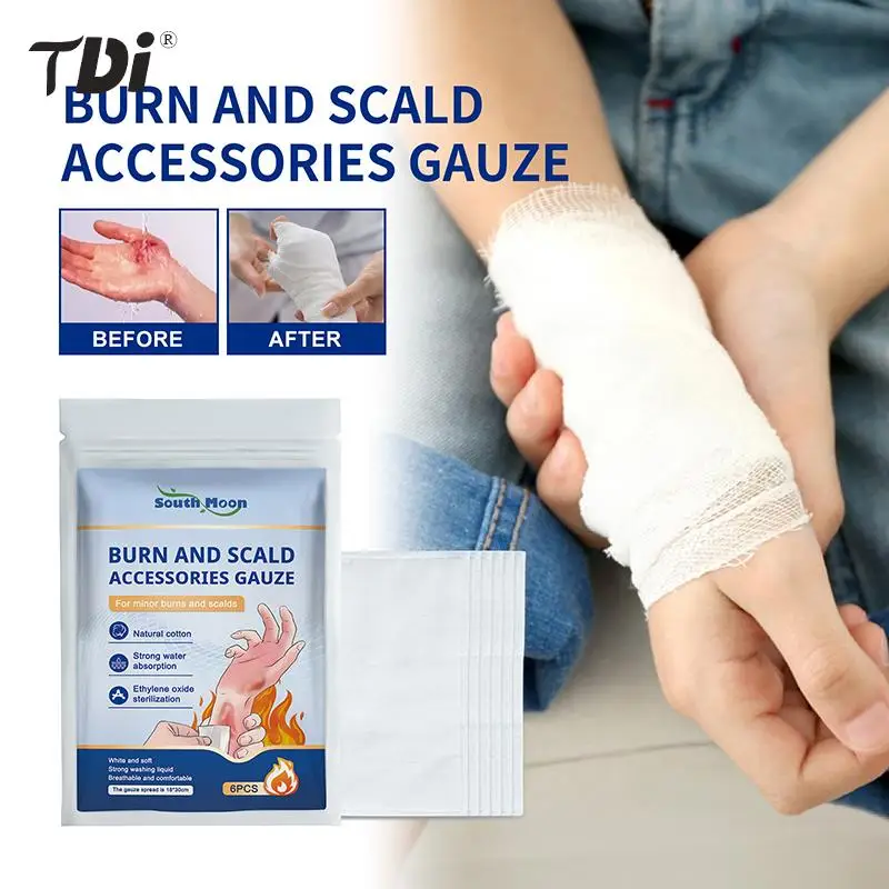 

6 Pcs Burn Dressing Sterile Compressed Gauze Scald Pad Wound Care Anti-Infection Antibiotic Ointment Gel Burns First Aid Kit