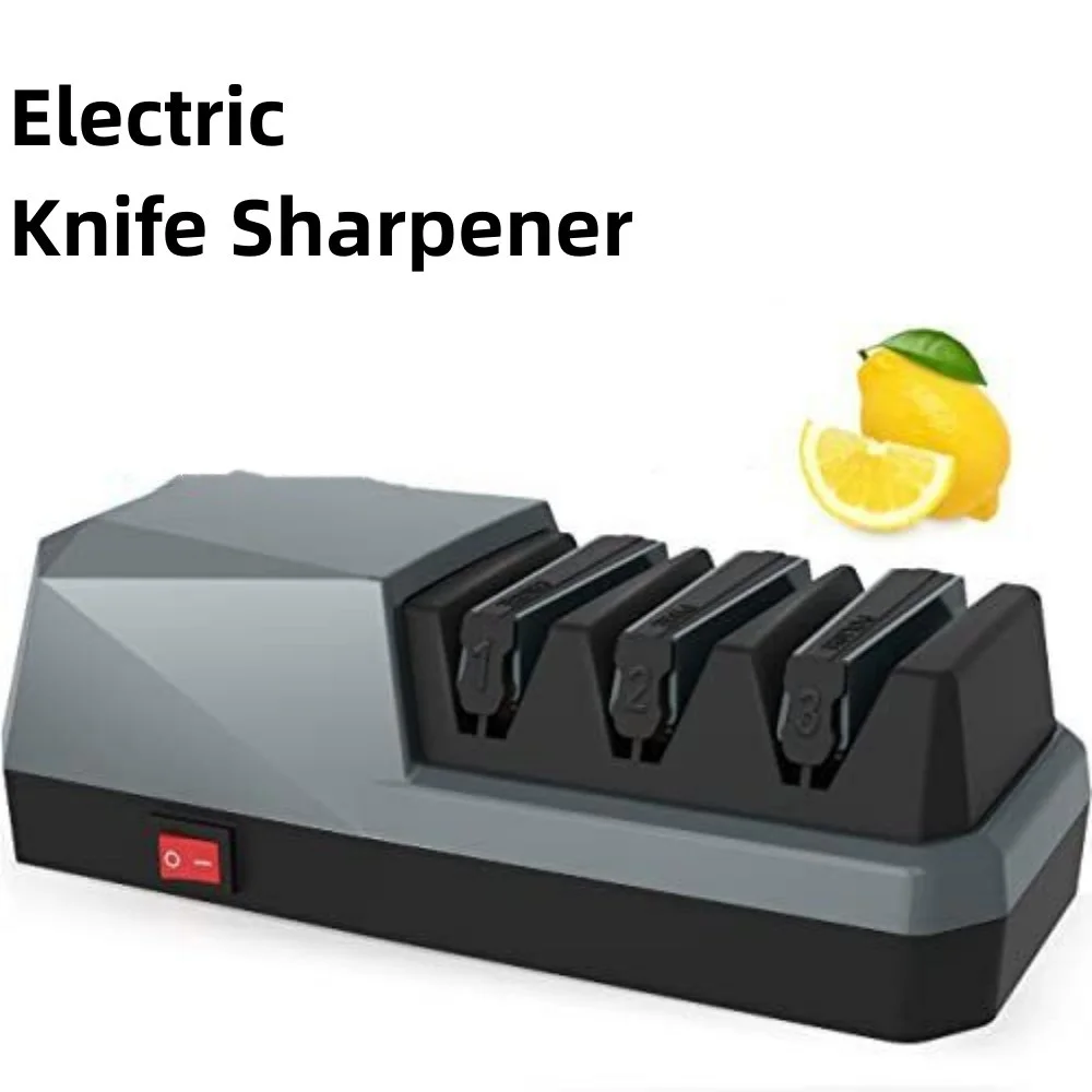 

2023 New Electric Knife Sharpener Home Kitchen Knife Sharpening System Diamond Ceramic Whetstone Upgraded Style Quick Sharpening