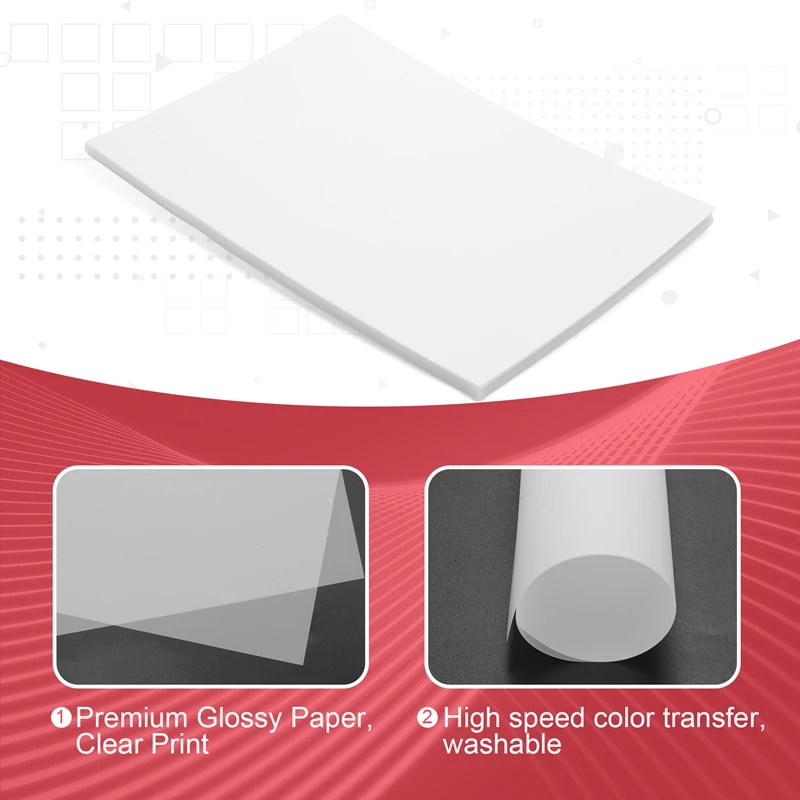 DTF Transfer Film 100 Sheets-A4 PET Heat Transfer Paper For DIY Direct On T-Shirts.Socks,Bags, 8.3 Inch X 11.7 Inch