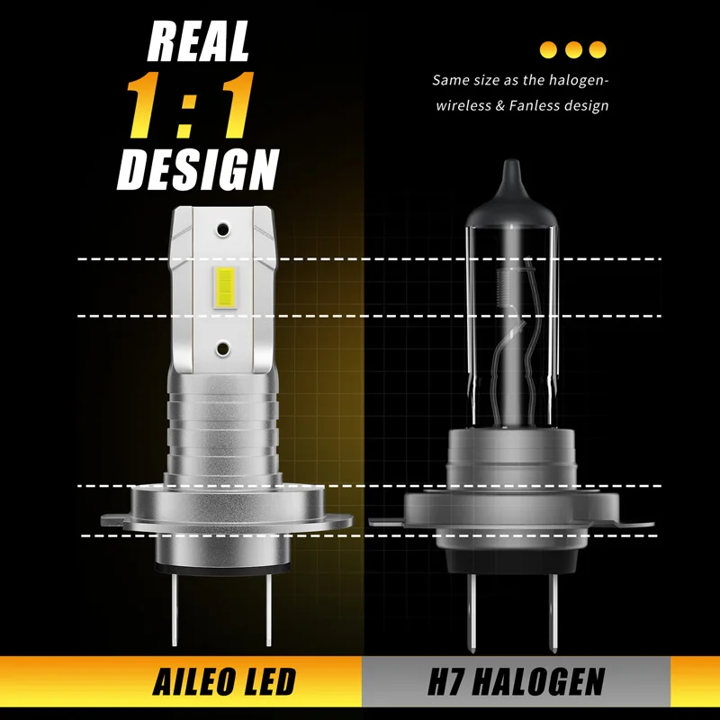 AILEO H7 Led Lights 50000LM For Car LED Headlight Bulb H11 H9 H8 9005 HB3 9006 HB4 H4 3000K 6500K Super Bright Fanless Plug&Play