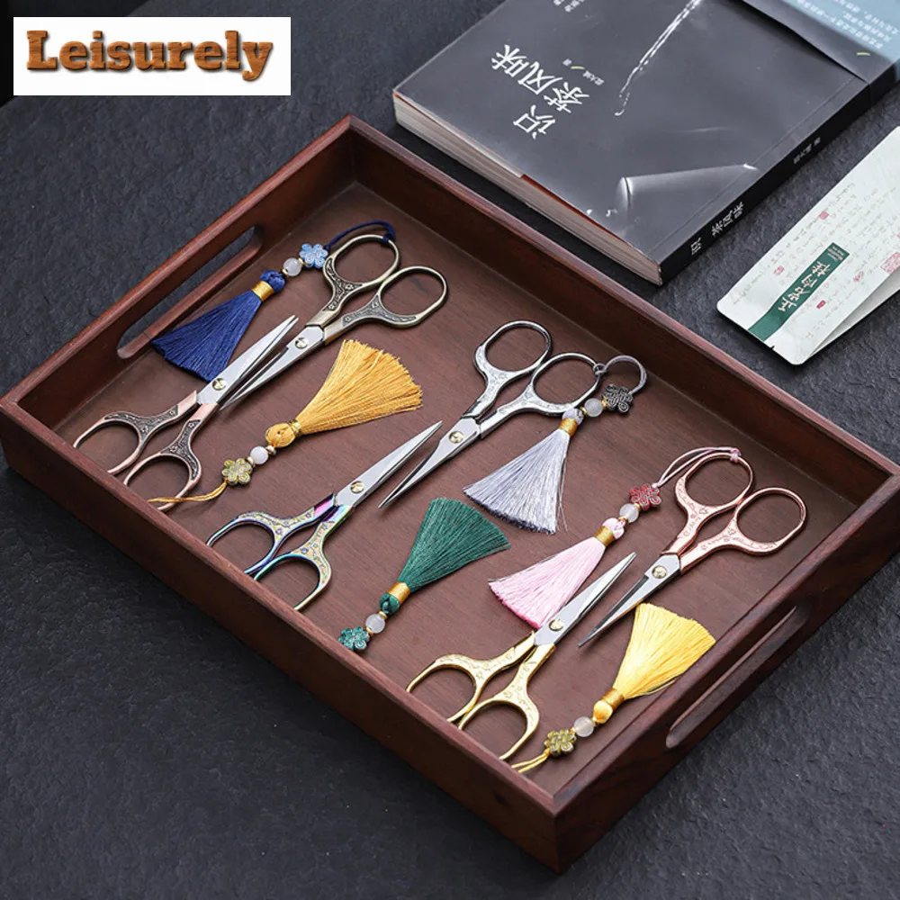 Handamde Plum Blossom Tea Cutting Art Scissors Stainless Steel Tea Bag Cutters Small Cross Stitch Scissors Kung Fu Ceremony
