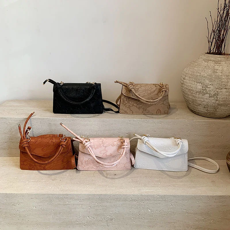 Autumn Womens Small Square Shoulder Bag Premium Textured Crossbody Bag Fashion Minimalist Versatile Handbag Purse