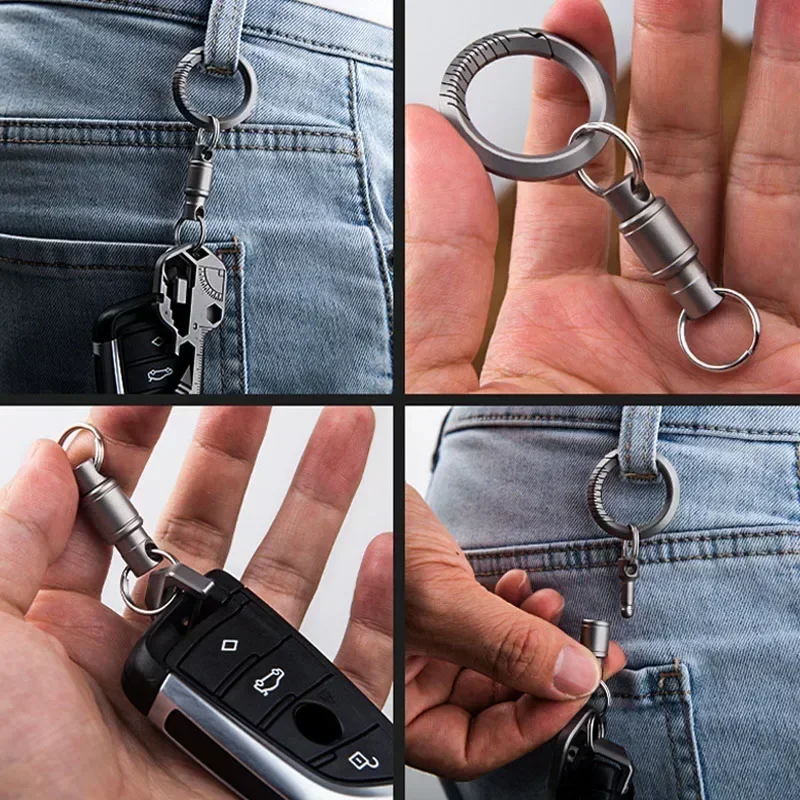 Titanium Rotate Buckle Portable Multifunctional EDC Tool Keyring