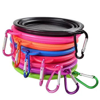 Collapsible Pet Silicone Dog Food Water Bowl Outdoor Camping Travel Portable Folding Pet Bowl Dishes with Carabiner Pet Supplies 4