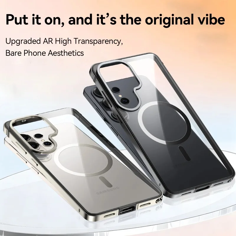 Luxury Aluminum Alloy Frame Translucent Magnetic Phone Case - Wireless Charging & Strong Drop Protection