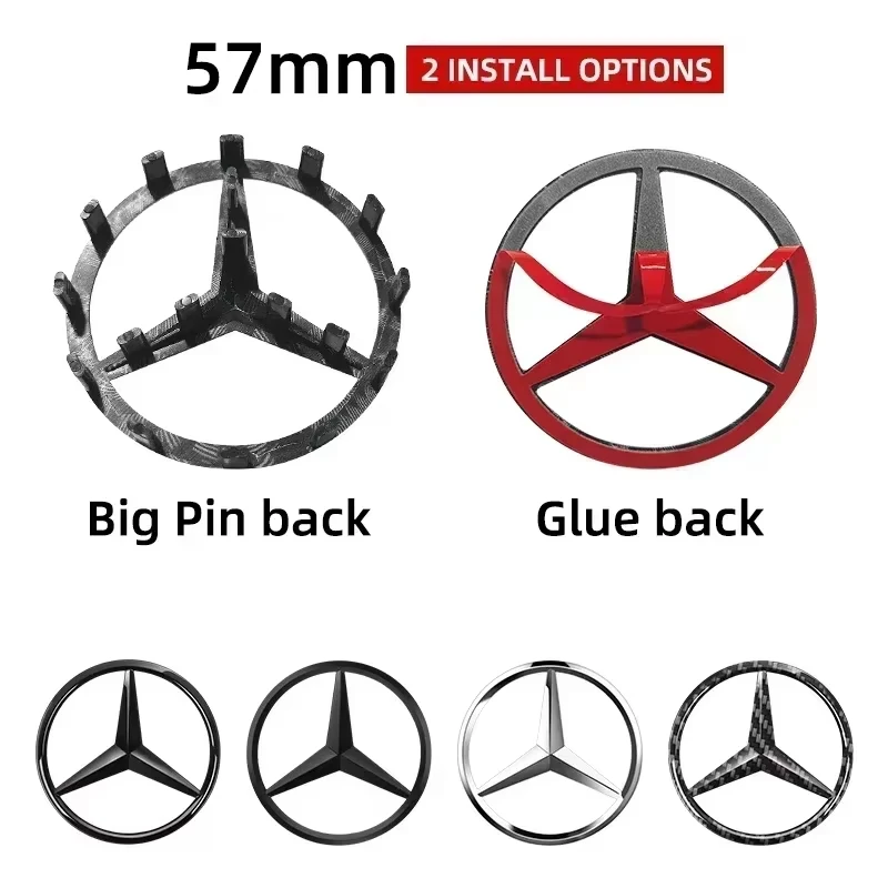 1개 52mm 57mm 자동차 스티어링 휠 로고 엠블럼 커버 스티커 (메르세데스 벤츠 W203 W206 W205 W211 W212 A180 W176 W169 W204 W213 용)