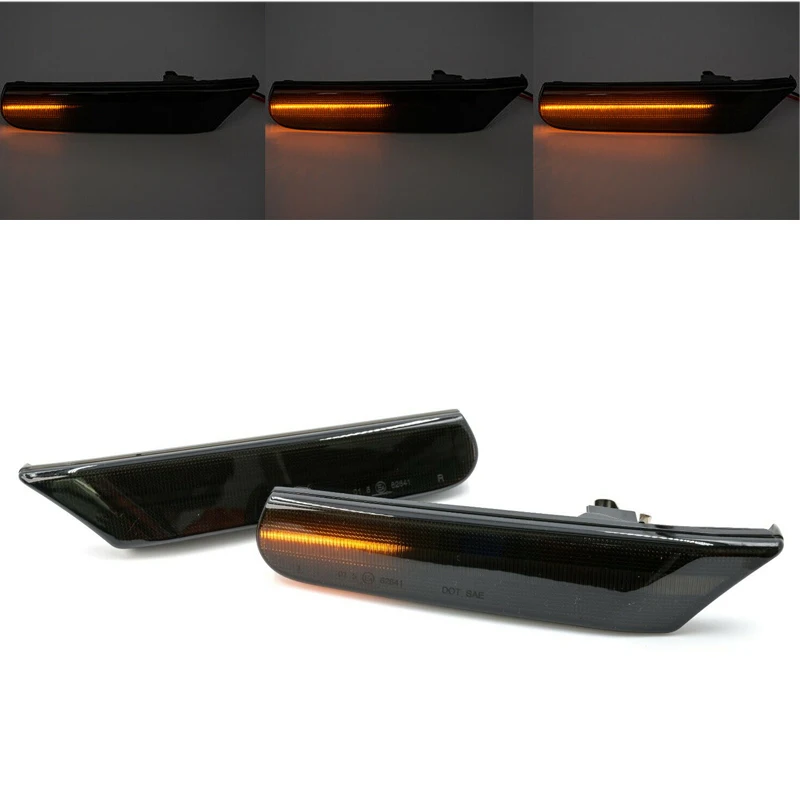2pcs Car Sequential Smoked Lens Yellow Led Side Marker Light Plastic Fit For Porsche 911 Turbo