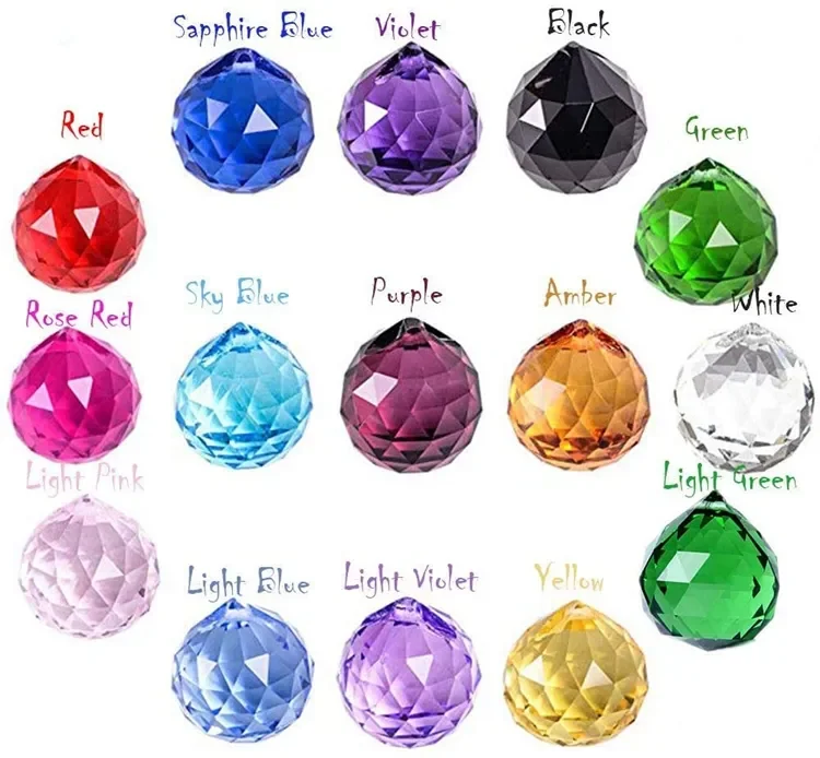 15mm/20mm/30mm/40mm K9 Crystals Glass Faceted Hanging Ball Prism for Feng Shui Tree Wedding Parting Hotel Home Decoration