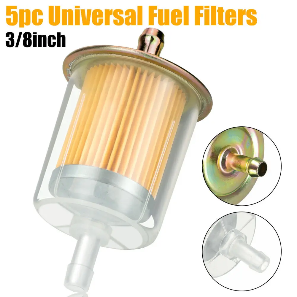 

3/8" Universal Fuel Filters Cars Trucks Motorcycles Industrial Universal Gas Powered Engine Inline Fuel Line (5 Pack)